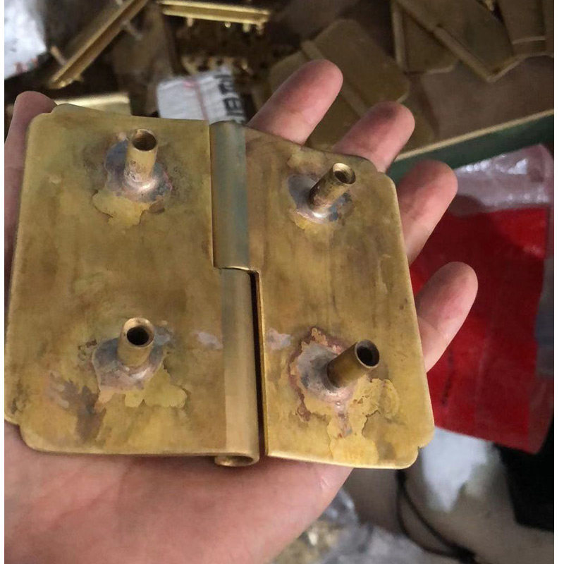 纯铜新中式仿古古典家具黄铜顶箱柜合页铰链拉手套件单孔明装大门