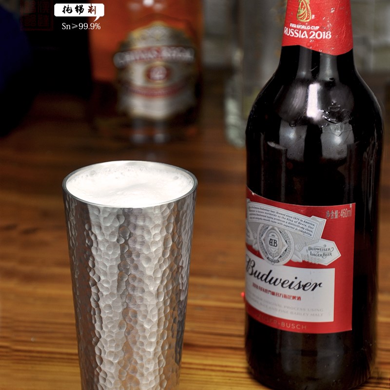 匠人制纯手工锤纹纯锡杯大容量啤酒杯日式酒具冷酒杯冷饮杯清酒杯
