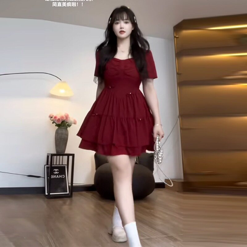 大码法式微胖连衣裙女200