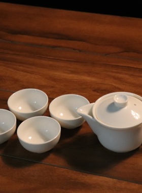 潮汕功夫茶壶单壶陶瓷白色泡茶器侧把中式家用酒店中号艺术壶冲罐