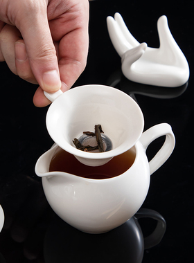 三才盖碗茶杯白瓷盖子过滤中式茶海功夫茶具泡茶陶瓷茶碗杯子配件
