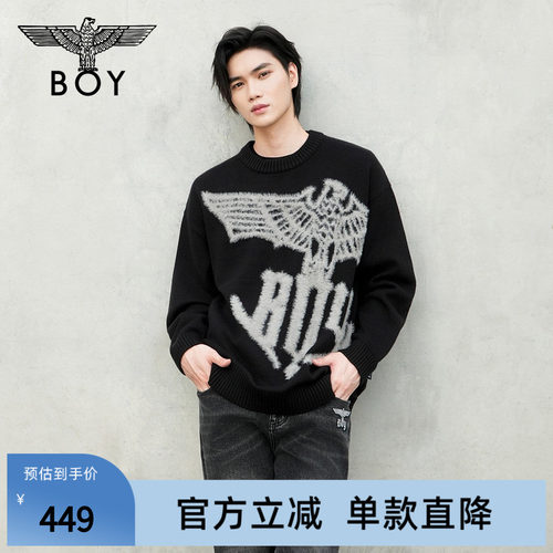 【水墨之影】BOYLONDON冬季男女针织毛衣套头保暖宽松上衣N60038