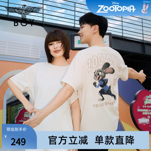 【迪士尼疯狂动物城合作】BOYLONDON春季短袖T恤朱迪印花N01369