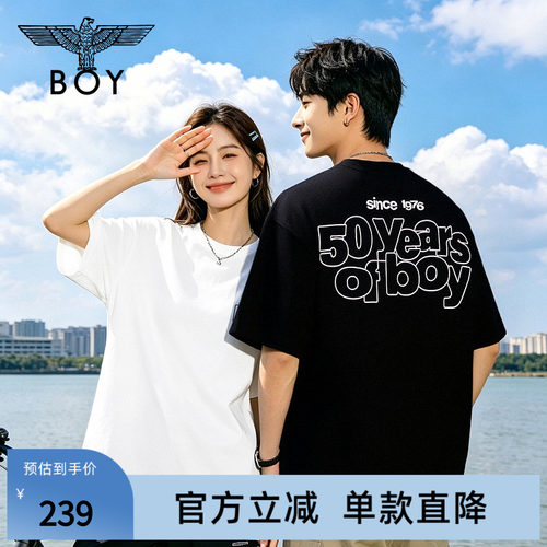 【50周年】BOYLONDON夏日潮趣字母纯棉短袖26夏宽松情侣T恤N01282