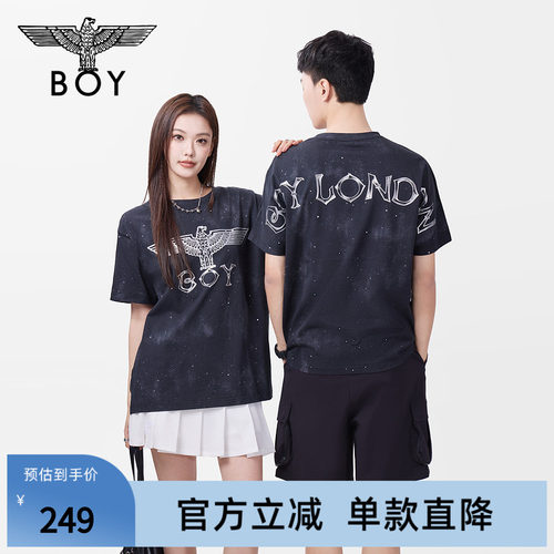 BOYLONDON时尚潮牌满印星空针织短袖夏季男女同款纯棉T恤N01039
