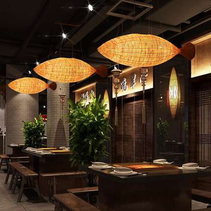中式餐厅灯竹艺田园火锅店灯具藤艺术灯饰创意咖啡厅竹编吊灯