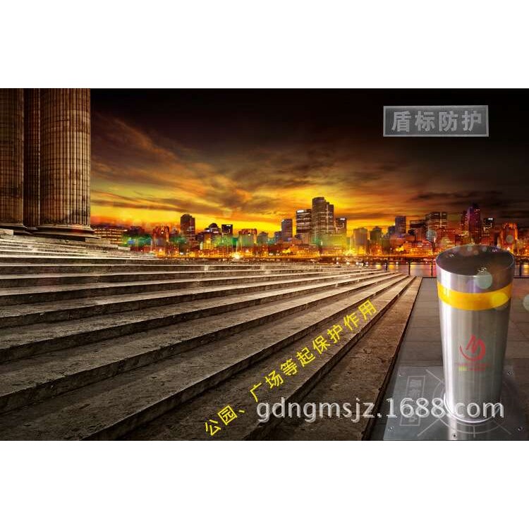 盾标防护不锈钢液压升降路桩 自动伸缩路桩护柱 智能警示路障地柱