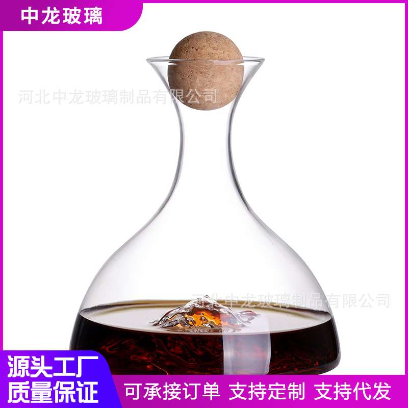 热销热销实用性玻璃醒酒器山形酒具酒瓶醒酒用具高硼硅玻璃瓶酒杯