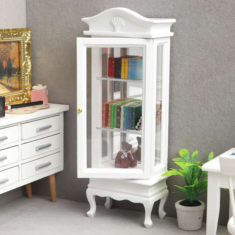 1:12娃娃屋DOLLHOUSE模型屋迷你家具微缩配件白色弧顶单门柜子