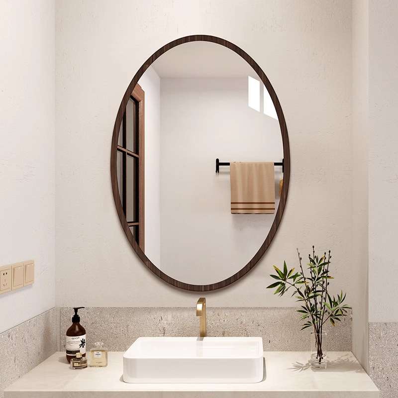 中古风椭圆浴室镜家用卫生间厕所壁挂免打孔贴墙自粘浴室化妆镜子