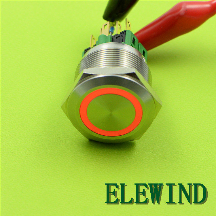 ELEWIND/意稳25mm铝合金镀黑金属三色带灯按钮不锈钢按钮开关