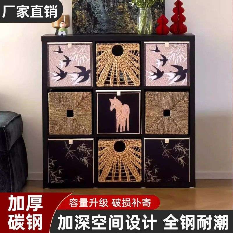 客厅家用钢制格子柜幼儿园书架收纳高颜值落地收纳柜自由组合拼装