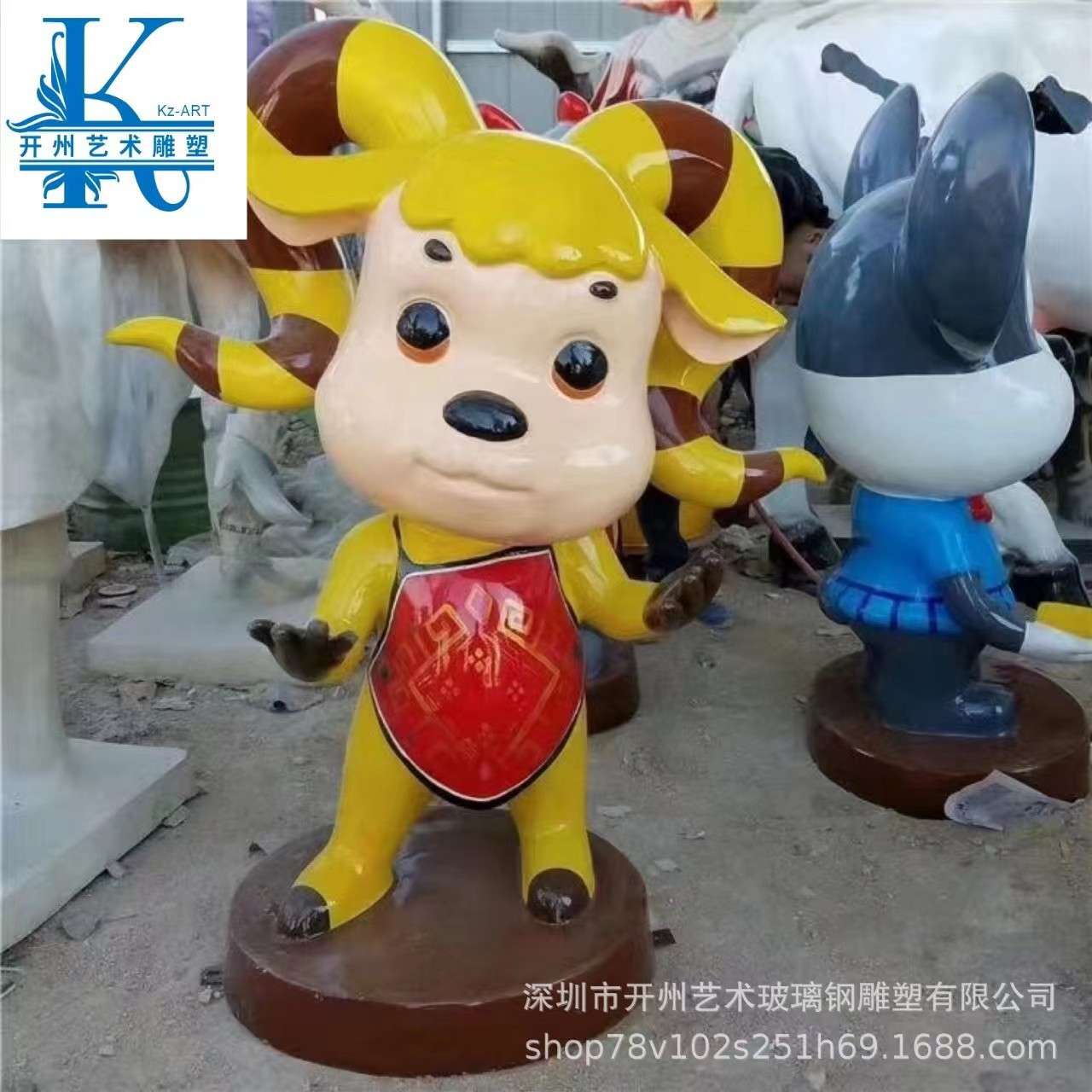 玻璃钢雕塑公仔落地美陈摆件品景观园林大型树脂动物大型厂家直销