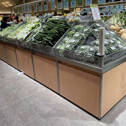 蔬菜货架生鲜超市果蔬架菜架钢木中岛水果架陈列柜