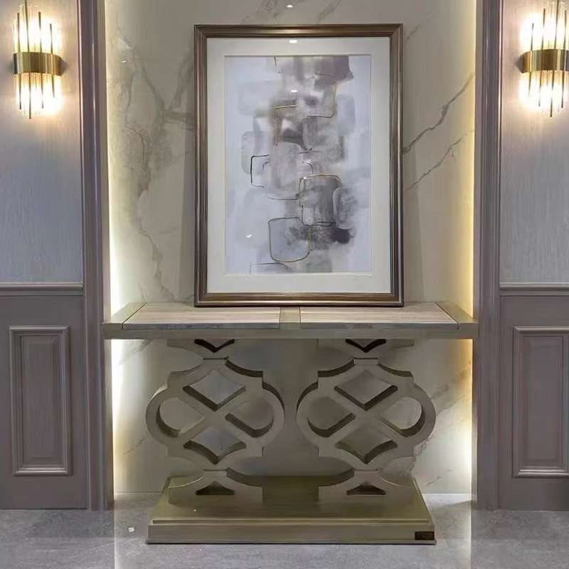 美式轻奢进门玄关桌实木门厅展示柜走廊隔断端景台入户玄关台