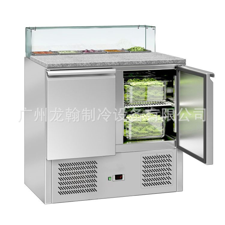 欧款不锈钢披萨柜冷藏操作台厨房商用冷柜风冷工作台