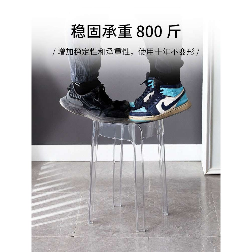 可叠放轻奢透明餐桌塑料凳子家用现代简约加厚久坐舒服胶板凳椅子