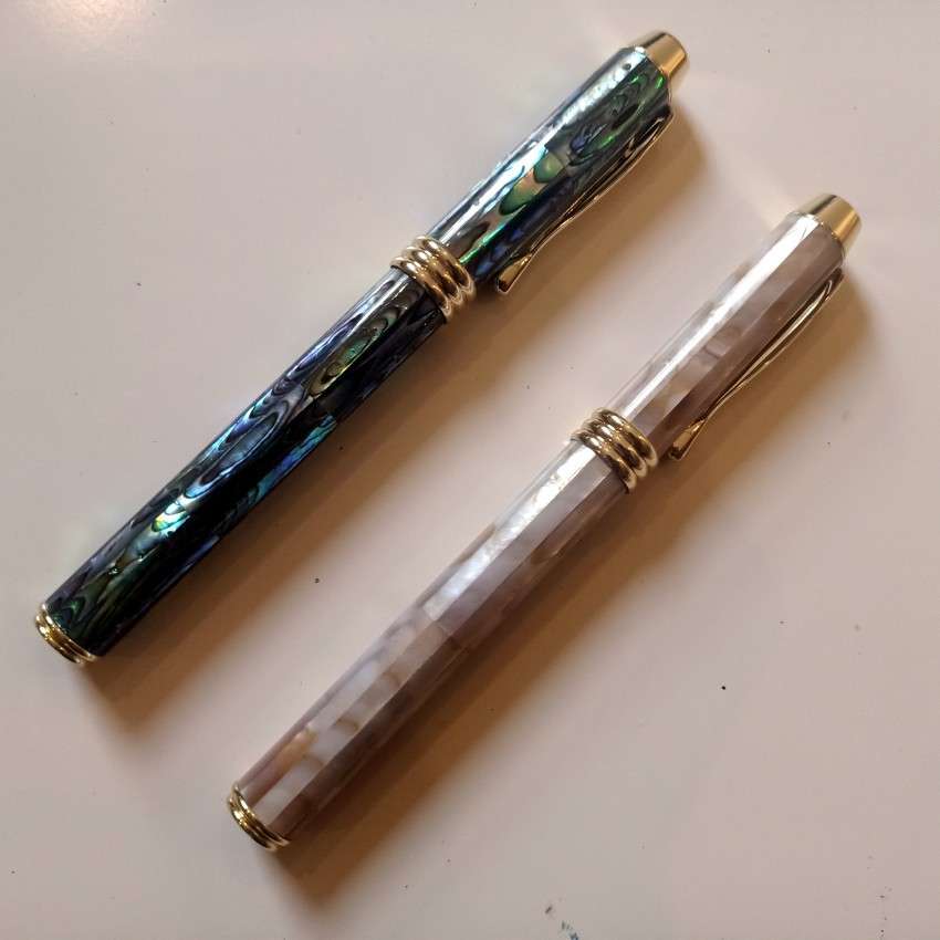 鲍鱼贝壳钢笔 螺母贝螺钿镶嵌工艺笔 贝雕夜光螺中性笔艺术收藏笔