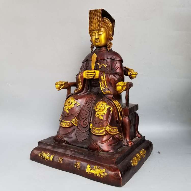 大号铜妈祖铜像天后圣母娘娘天妃海神铜坐像家居摆件