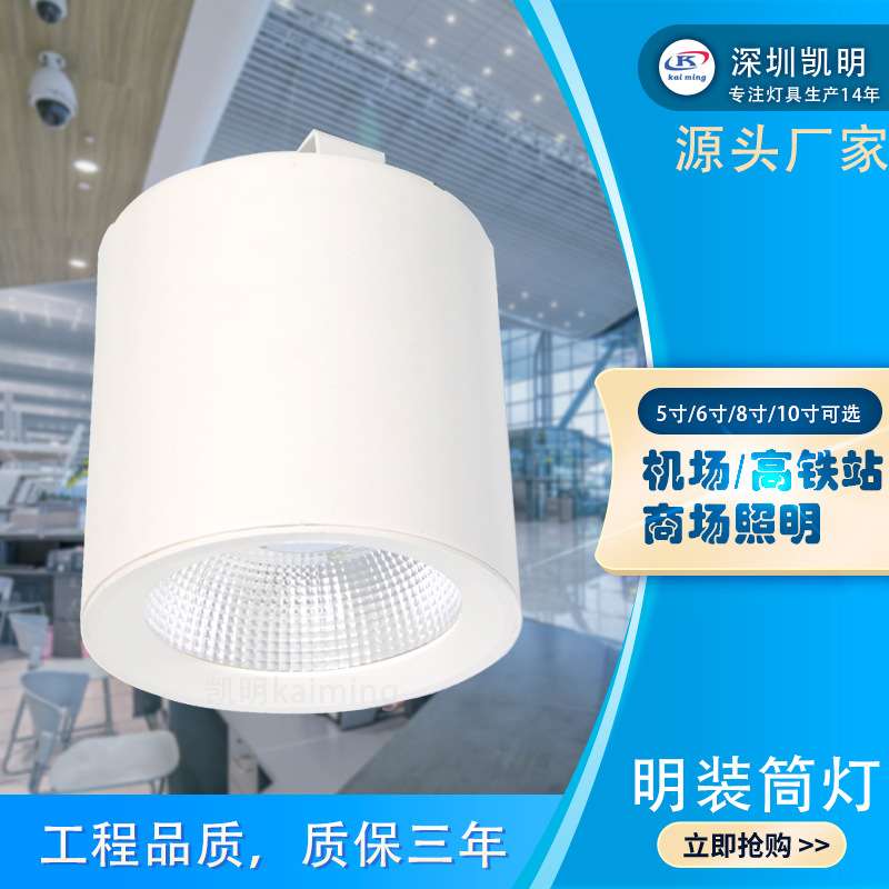 led明装筒灯 cob集成光源深藏防眩光20w30w40w50w吸顶筒灯/可防水