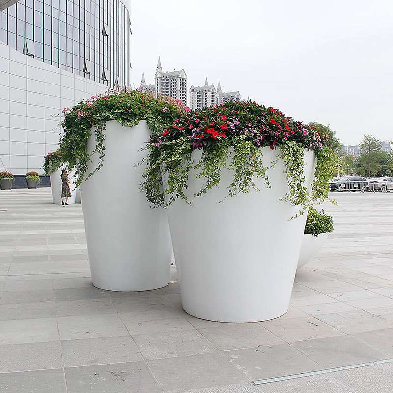 玻璃钢户外装饰花箱简约落地美陈花器酒店别墅写字楼现代时尚花钵