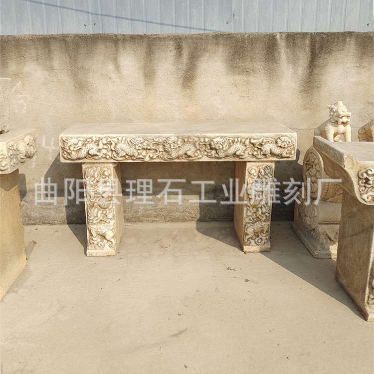 石雕条案汉白玉做旧石桌花台仿古案桌大理石案台户外庭院摆件