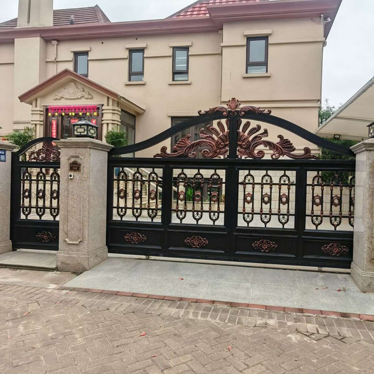 别墅自建房电动门铝艺移门庭院双开门欧式平移门花园折叠门户外门