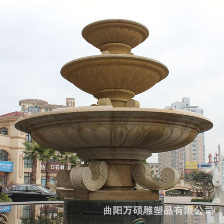 石雕喷泉雕塑制作户外庭院大型大理石流水石钵景观全套欧式喷水池