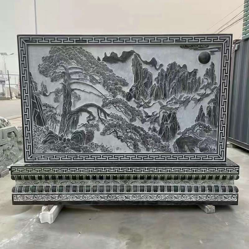 石雕影壁墙屏风浮雕壁画 园林景区摆件石材雕刻厂家