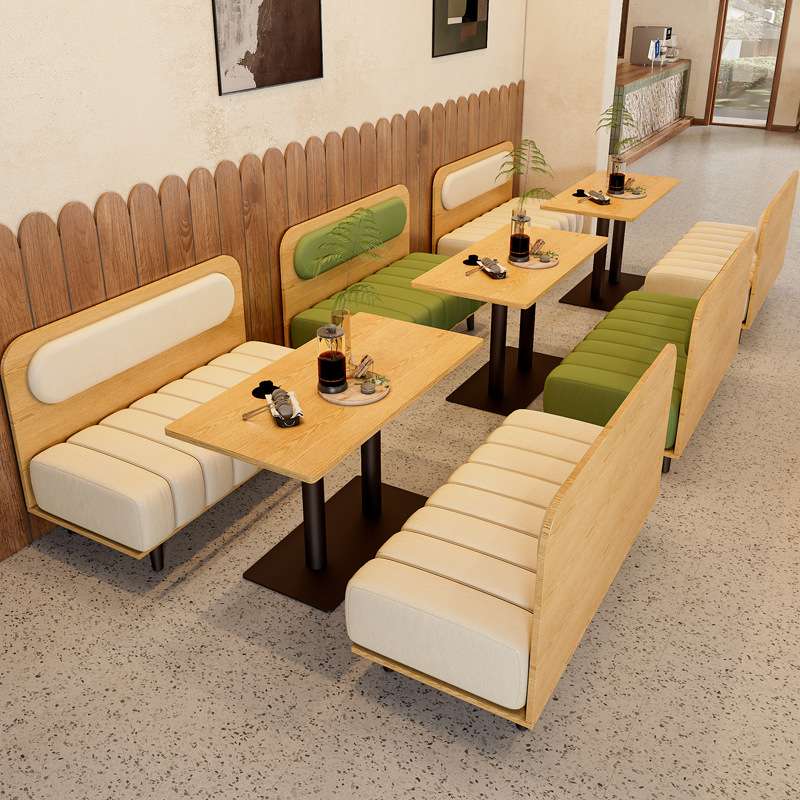 网红奶茶店桌椅卡座餐饮店面馆小吃汉堡甜品店咖啡厅沙发商用组合