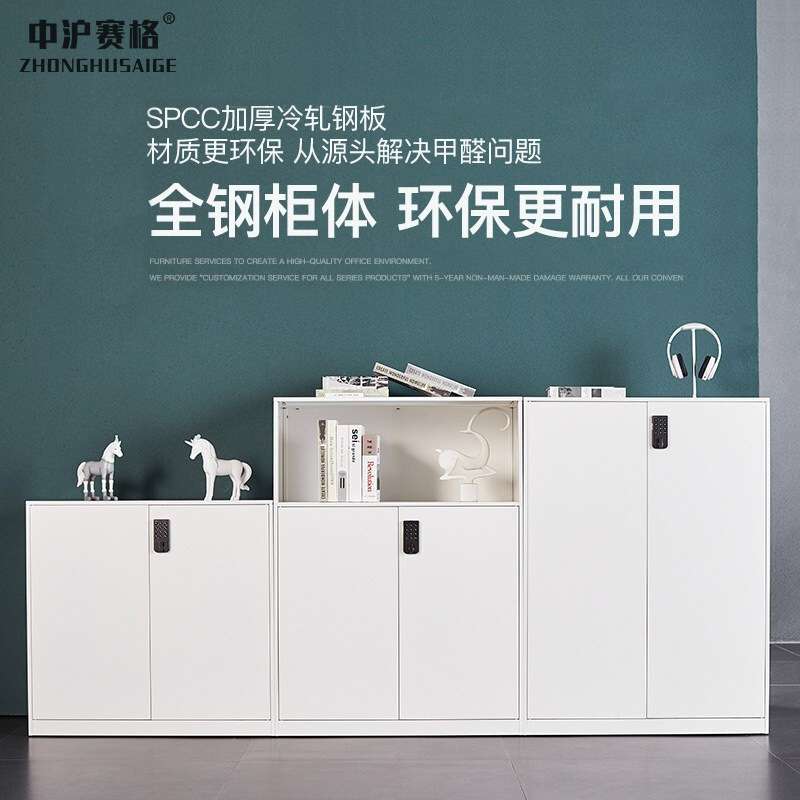 落地文件柜隔断组合矮柜钢制密码锁柜子推拉式桌边柜现代简约