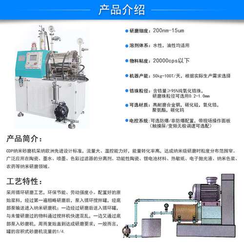 棒销式纳米砂磨机CDP30L 化工色浆油墨悬浮剂研磨机 卧式砂磨机