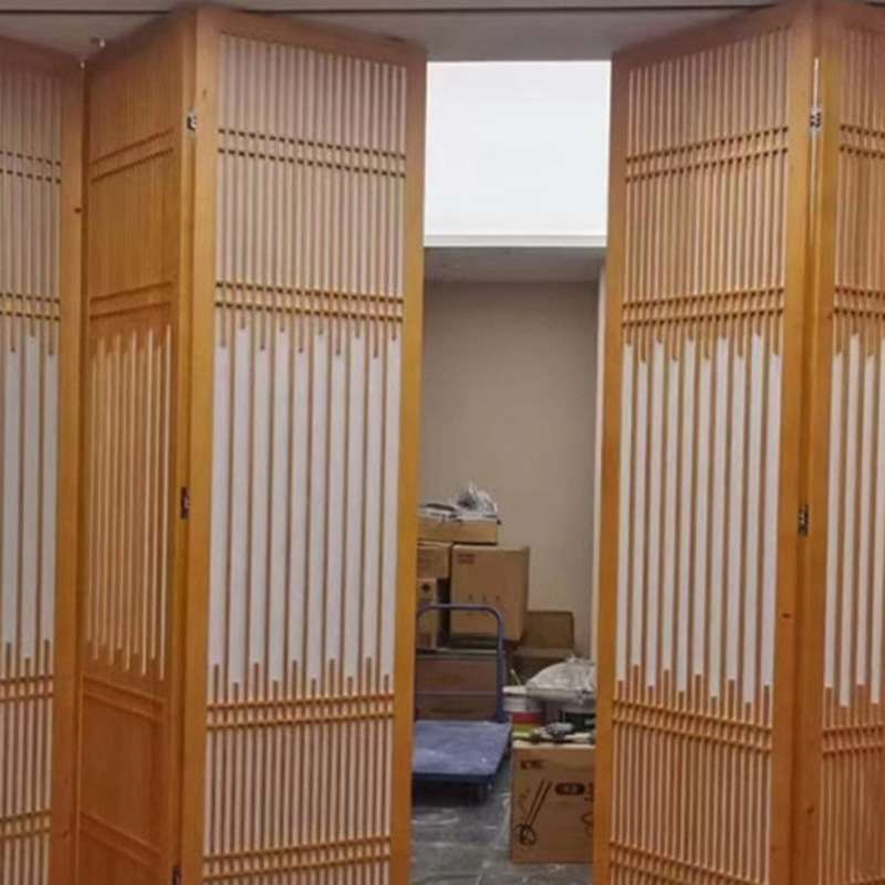 日式实木质屏风隔断花格玄关新中式实木折叠门推拉门餐厅民宿移门