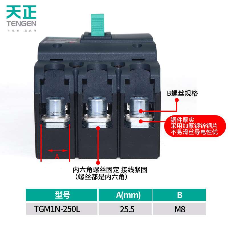 天正TGM1N-250L空开3300塑壳断路器3P三相3200带脱扣160A200a250A