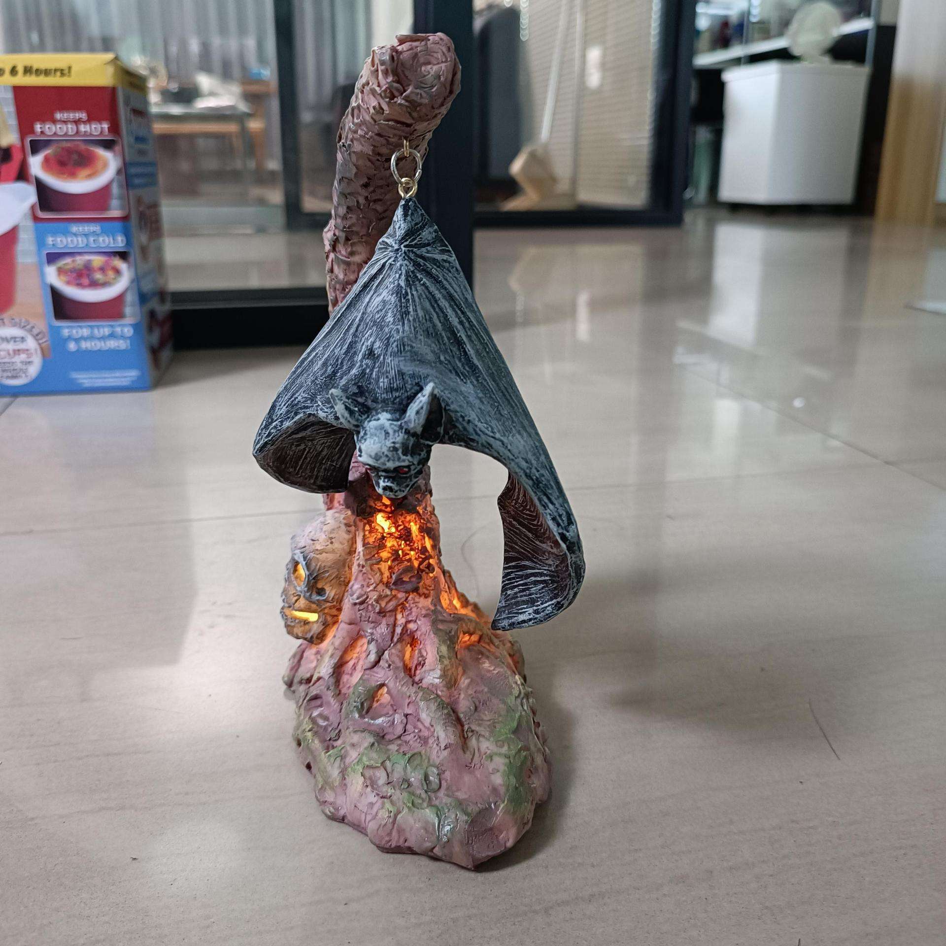 万圣节南瓜灯halloween万圣节氛围摆件蝙蝠灯树脂摆件捣蛋南瓜灯