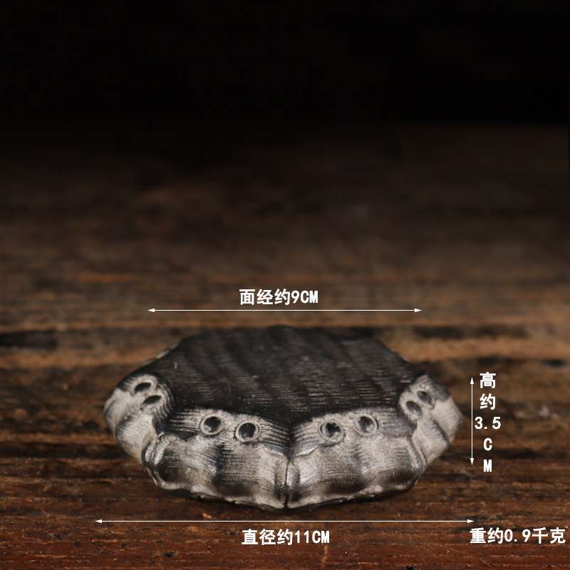 仿古天然青石雕复古怀旧手工如意八角鼓中式复古杯垫陈设摆件装饰
