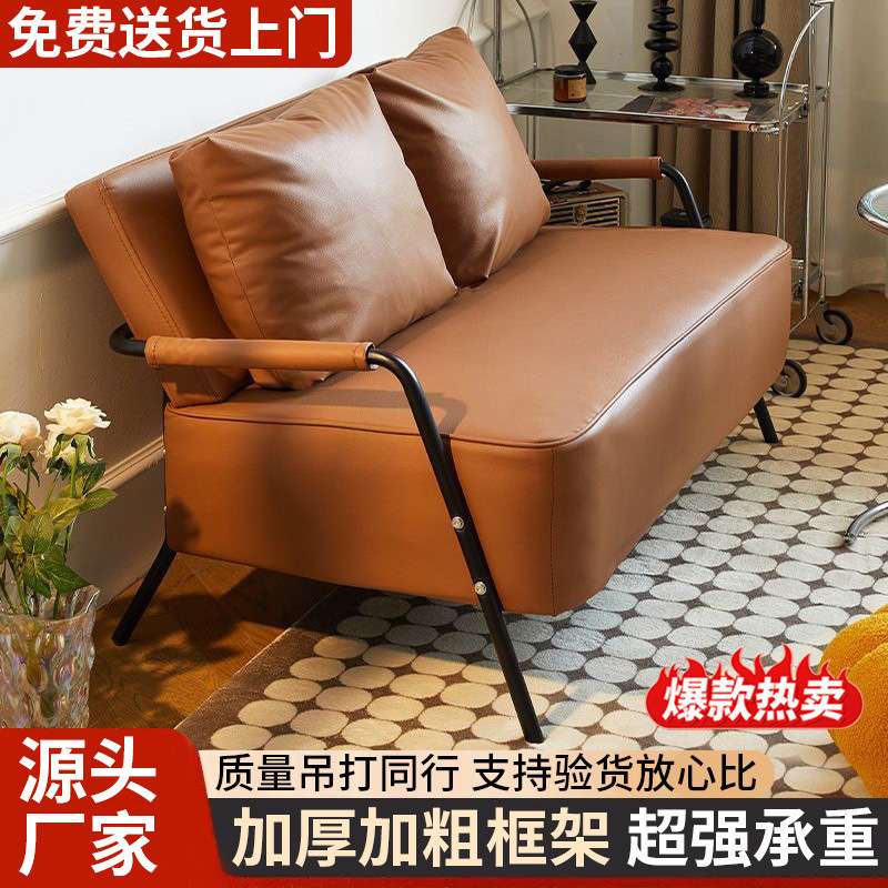 单人布艺沙发客厅新款出租房小户型豆腐块直排科技布小沙发椅工厂