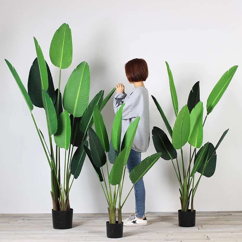 仿真盆栽植物旅人蕉欧式家居装饰树绿植叶子旅人蕉套装 美人蕉