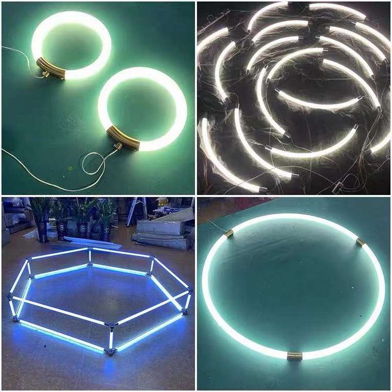 360度发光led圆形线性亚克力烤弯曲环形灯管创意造型拼接横竖吊线