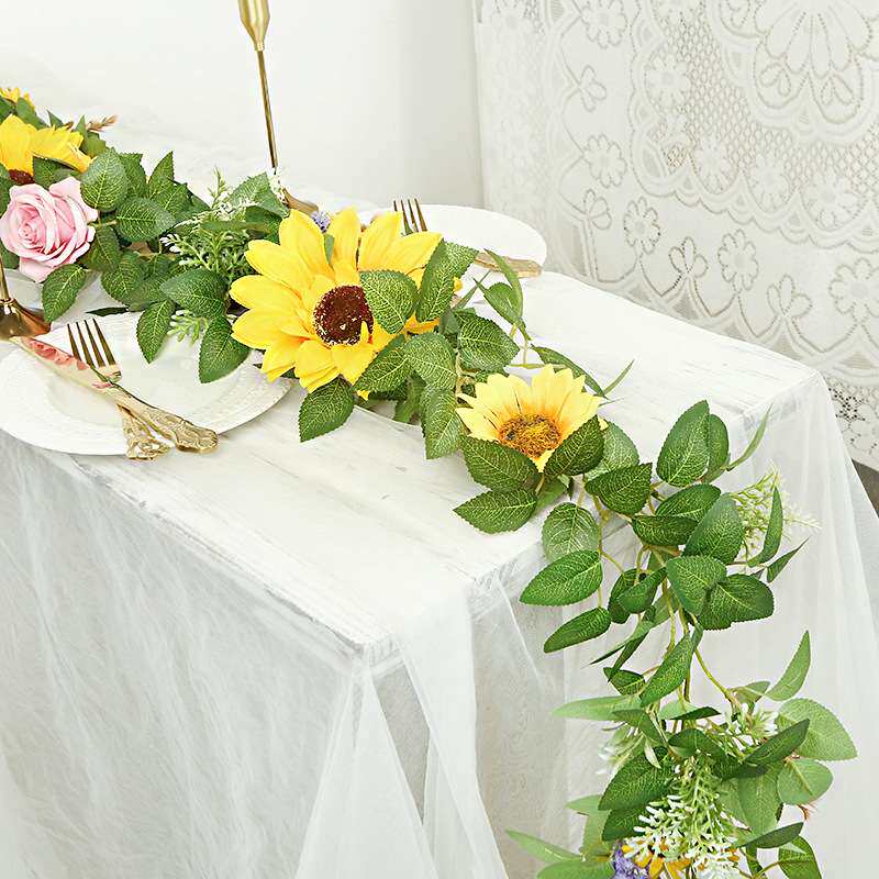 跨境仿真向日葵花藤假花藤条餐桌装饰藤蔓亚马逊仿真绿植人造藤条