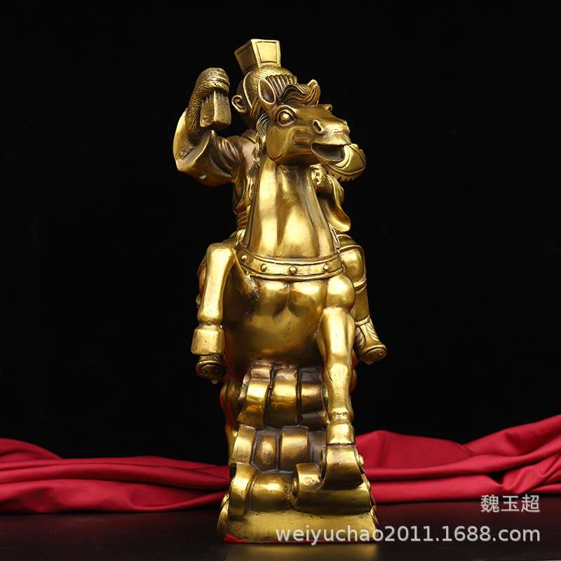 纯铜马上封侯摆件 马上猴铜猴传令猴家居马上传令办公铜器工艺品