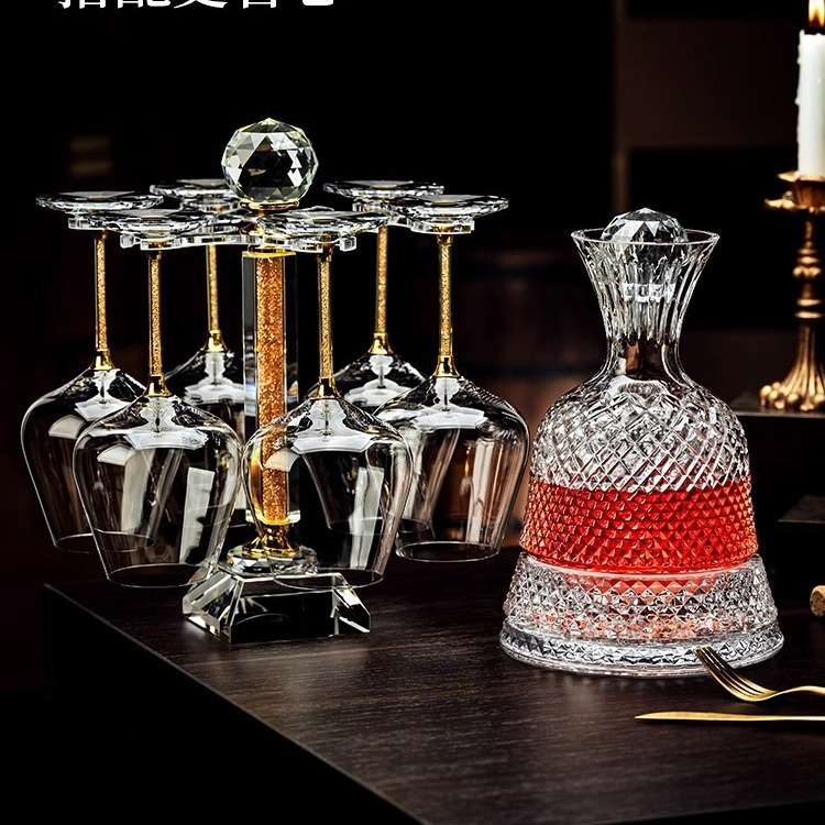 水晶360度旋转醒酒器红酒杯家用套装欧式酒柜装饰品高档轻奢酒具