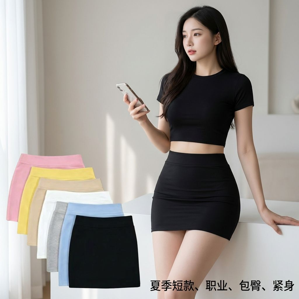 半身裙女小个子黑色包裙夏季短款职业裙子紧身白色包臀性感短裙