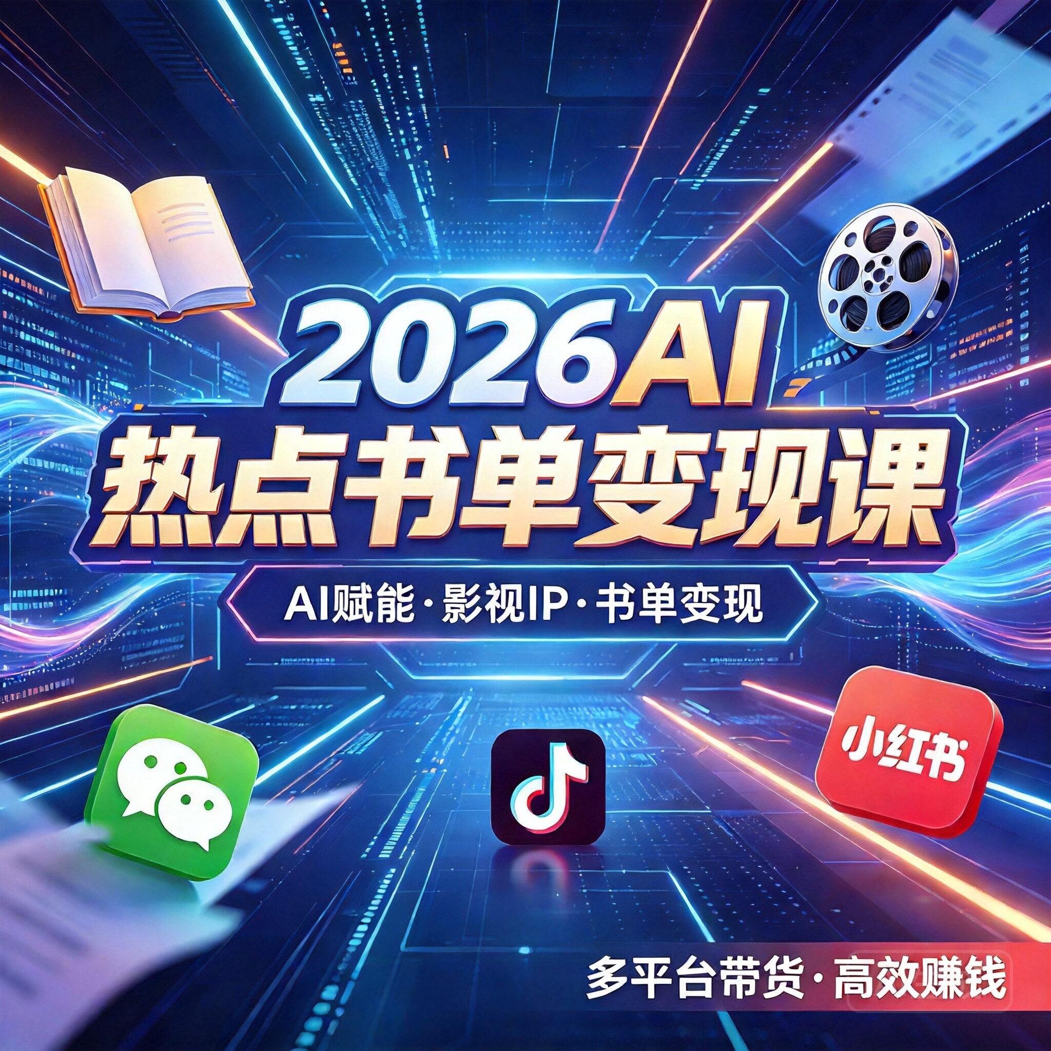 AI书单带货教程 2026新版 影视原著引流AI文案制作多平台运营课