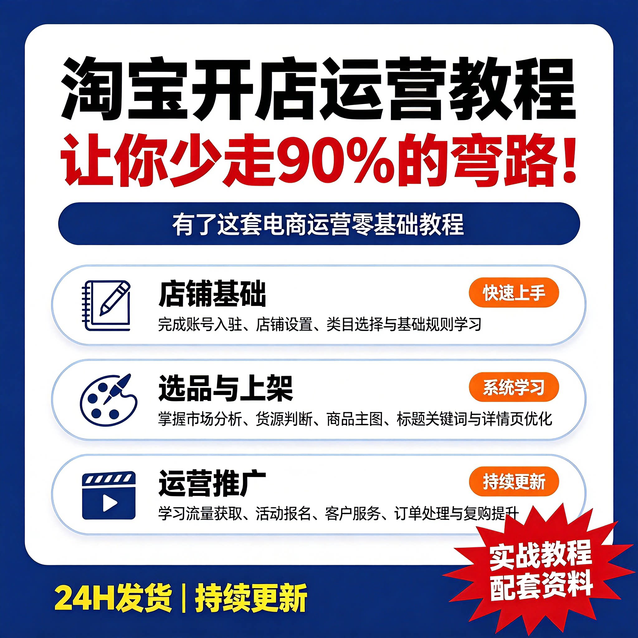 淘宝开店运营，有了这套电商运营零基础，让你少走90%的弯路！