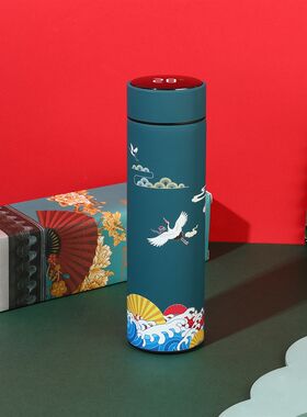龙年国潮保温杯带温度显示便携水杯男开会纪念礼品定制刻字印logo