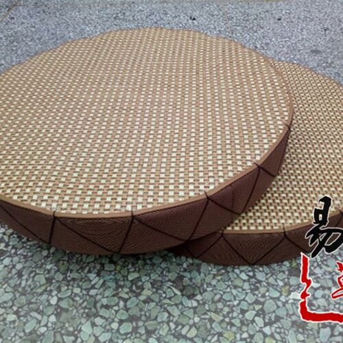 夏季日式垫子蒲团坐垫茶道棋牌坐墩圆形汗蒸凉席夏季家用垫子禅修
