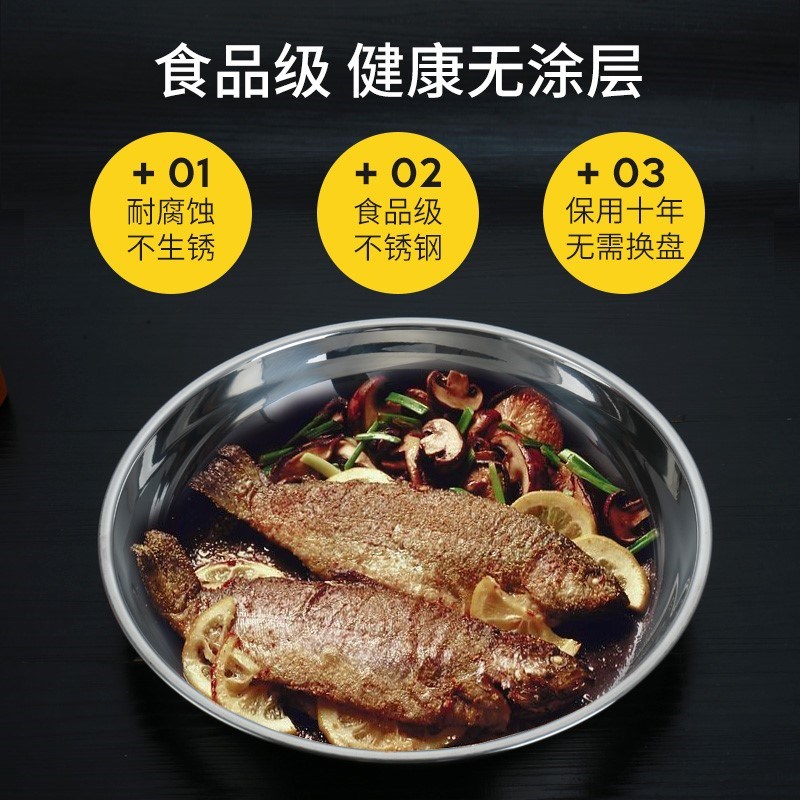 304不锈钢加厚凉皮盘圆盘平底盘饺子菜盘家用碟子浅盘烧烤盘餐盘