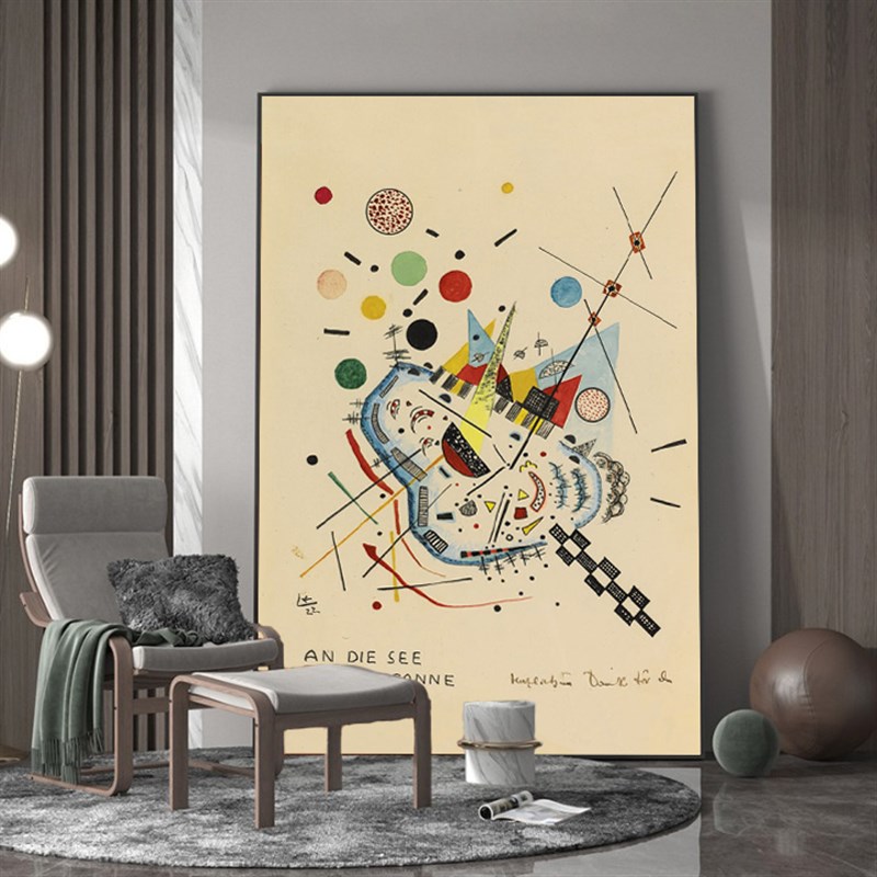 康定斯基装饰画抽象艺术油画客厅几何点线面挂画马列维奇世界名画
