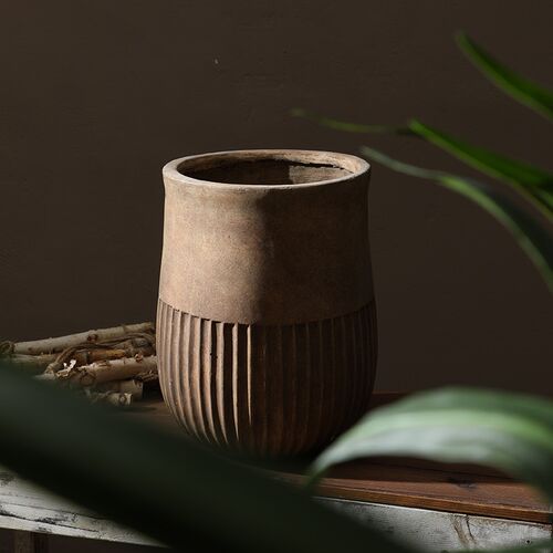 侘寂风加厚镁泥特大号花盆仿水泥做旧客厅绿植柠檬果树落地大花盆